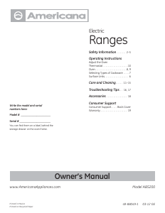 Bedienungsanleitung Americana ABS200P1WW Herd