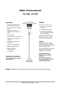 Bruksanvisning Milton PH-1300 Terrassvärmare