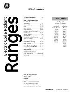 Handleiding GE EER3001K01SS Fornuis