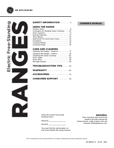 Manual GE JB450RK1SS Range