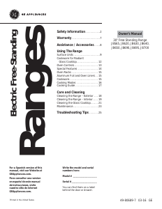 Manual GE JB630DF1WW Range