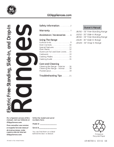 Manual GE JB350RF1SS Range