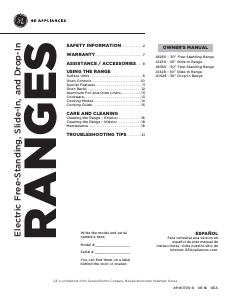 Manual GE JB250RF5SS Range