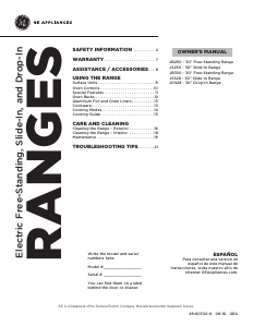 Manual GE JB250GF2SA Range