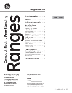 Manual GE JAS02V1 Range