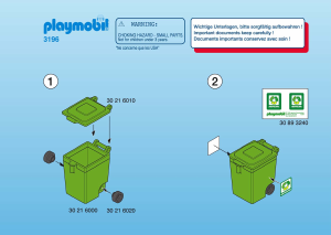 Mode d’emploi Playmobil set 3196 Cityservice Balayeur poubelle
