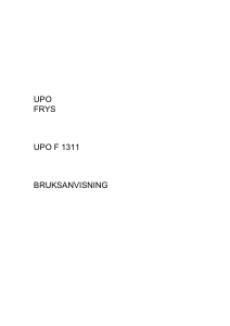 Bruksanvisning UPO F1311 Frys