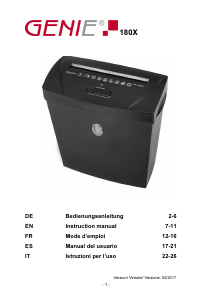 Manual Genie 180X Paper Shredder