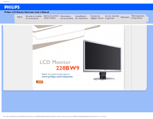 Mode d’emploi Philips 220BW9CB Moniteur LED