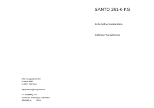 Bedienungsanleitung AEG SANTO261-6KG Kühl-gefrierkombination