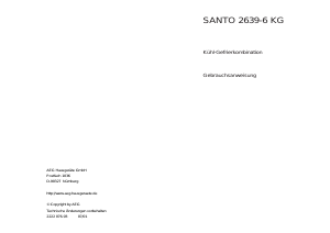 Bedienungsanleitung AEG SANTO2639-6KG Kühl-gefrierkombination