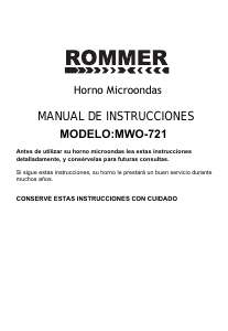 Manual de uso Rommer MWO721 Microondas