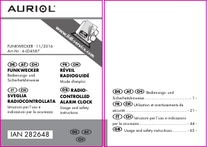 Mode d’emploi Auriol IAN 282648 Réveil