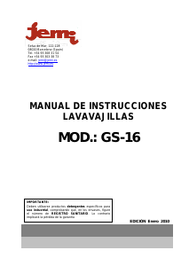 Manual de uso Jemi GS-16 Lavavajillas