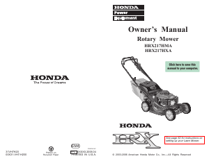 Honda deals hrx217hxa manual