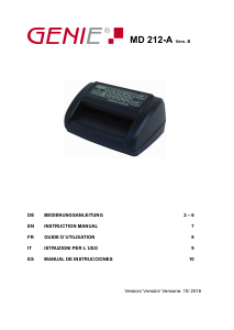 Manual Genie MD 212-A Counterfeit Money Detector