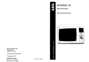 Bedienungsanleitung AEG Micromat 191 Mikrowelle