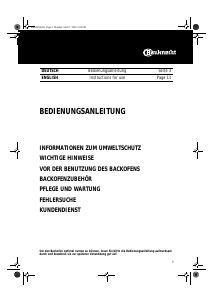 Bedienungsanleitung Bauknecht ESZB 5860 WS Backofen