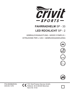 Mode d’emploi Crivit IAN 64300 Éclairage vélo