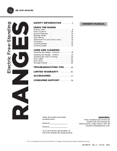 Manual GE JBS30GV3WH Range
