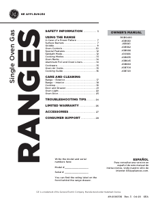 Manual GE JCB850SR1SS Range
