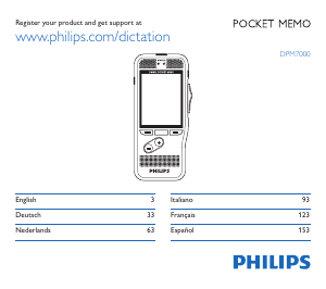 Mode d’emploi Philips DPM7000 Pocket Memo Enregistreur numérique