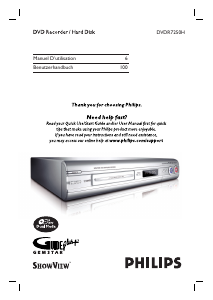 Mode d’emploi Philips DVDR7250H Lecteur DVD