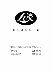 Manual de uso Lux WT 65 CL Secadora
