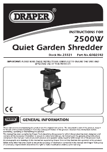 Manual Draper GSQ2502 Garden Shredder