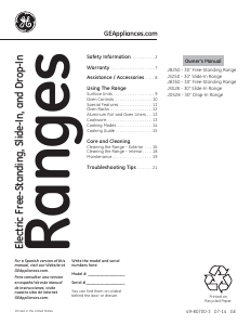 Manual GE JDS28DN3WW Range