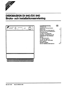 Bruksanvisning ElektroHelios DX940 Diskmaskin