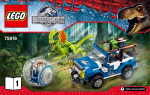 Brugsanvisning Lego set 75916 Jurassic World Dilophosaurus i baghold