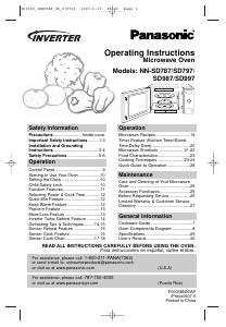 Manual Panasonic NN-SD787 Microwave