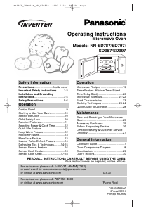 Manual Panasonic NN-SD797 Microwave