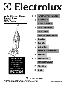 Manual Electrolux Z2950A Vacuum Cleaner