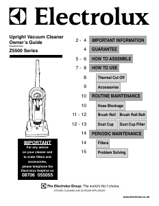 Manual Electrolux Z5500 Vacuum Cleaner