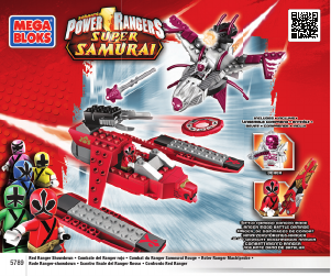 Handleiding Mega Bloks set 5789 Power Rangers Rode ranger confrontatie