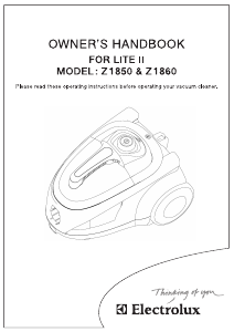 Manual Electrolux Z1860 Vacuum Cleaner