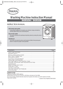 Handleiding Swan SW3010W Wasmachine