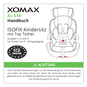 Bedienungsanleitung XOMAX XL-518 Autokindersitz