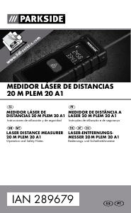Наръчник Parkside IAN 289679 Лазерен дистанционен метър
