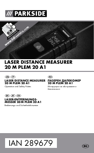 Наръчник Parkside IAN 289679 Лазерен дистанционен метър