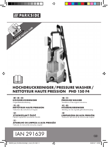 Manual Parkside IAN 291639 Máquina de limpeza a alta pressão