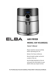 Manual Elba EAF-K5130(SS) Deep Fryer