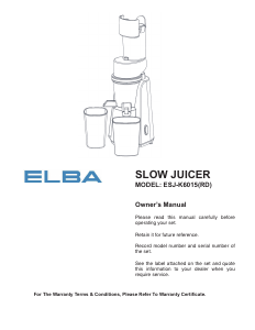 Manual Elba ESJ-K6015(RD) Juicer