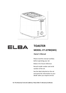 Manual Elba ET-J2780(WH) Toaster