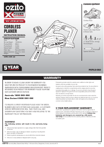 Manual Ozito PXPLS-082 Planer
