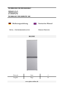 Bedienungsanleitung PKM KG 230 E Kühl-gefrierkombination