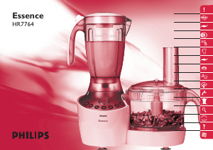 Manual Philips HR7764 Essence Food Processor