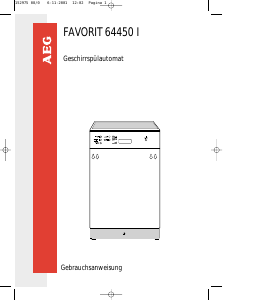 Bedienungsanleitung AEG F64450ID Geschirrspüler